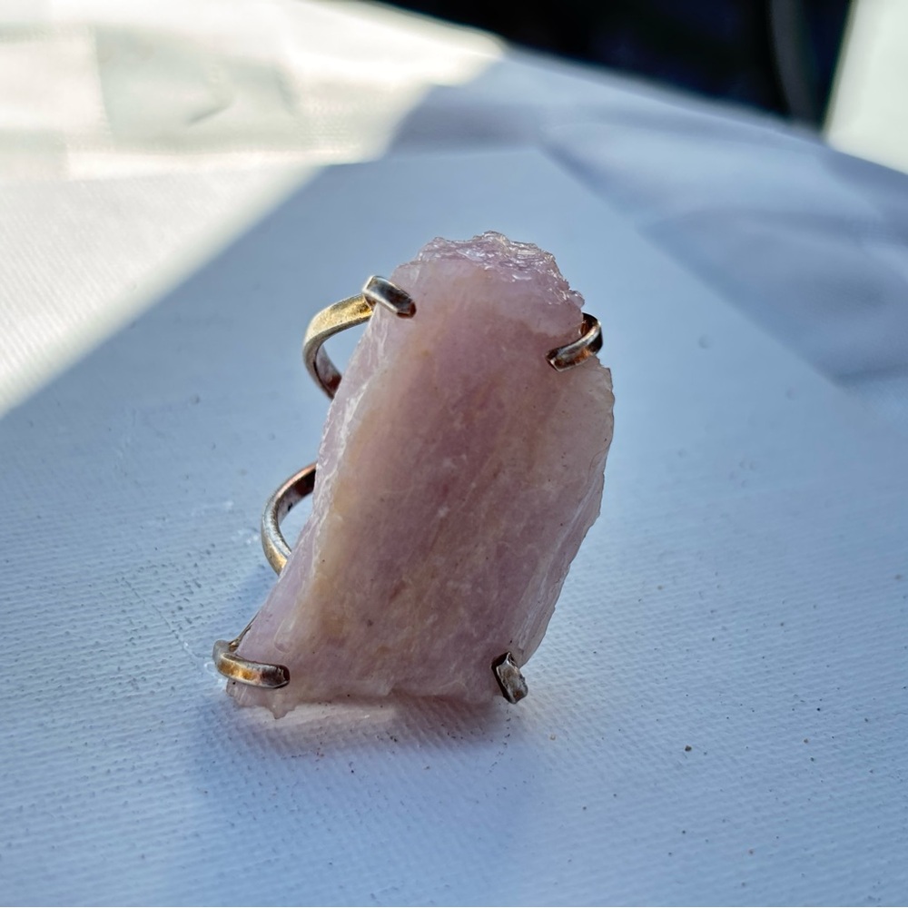 RAW Pink Amethyst and Silver Stone Ring